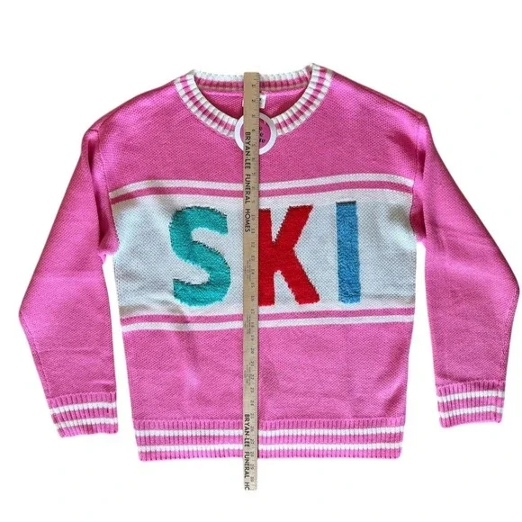 Peach Love Women's Pink Ski Pullover Sweater Size L Winter Casual color block‎ - Picture 5 of 10